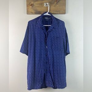 Polo Ralph Lauren Large 100% Rayon “Clayton” Fit Navy Blue Shirt
